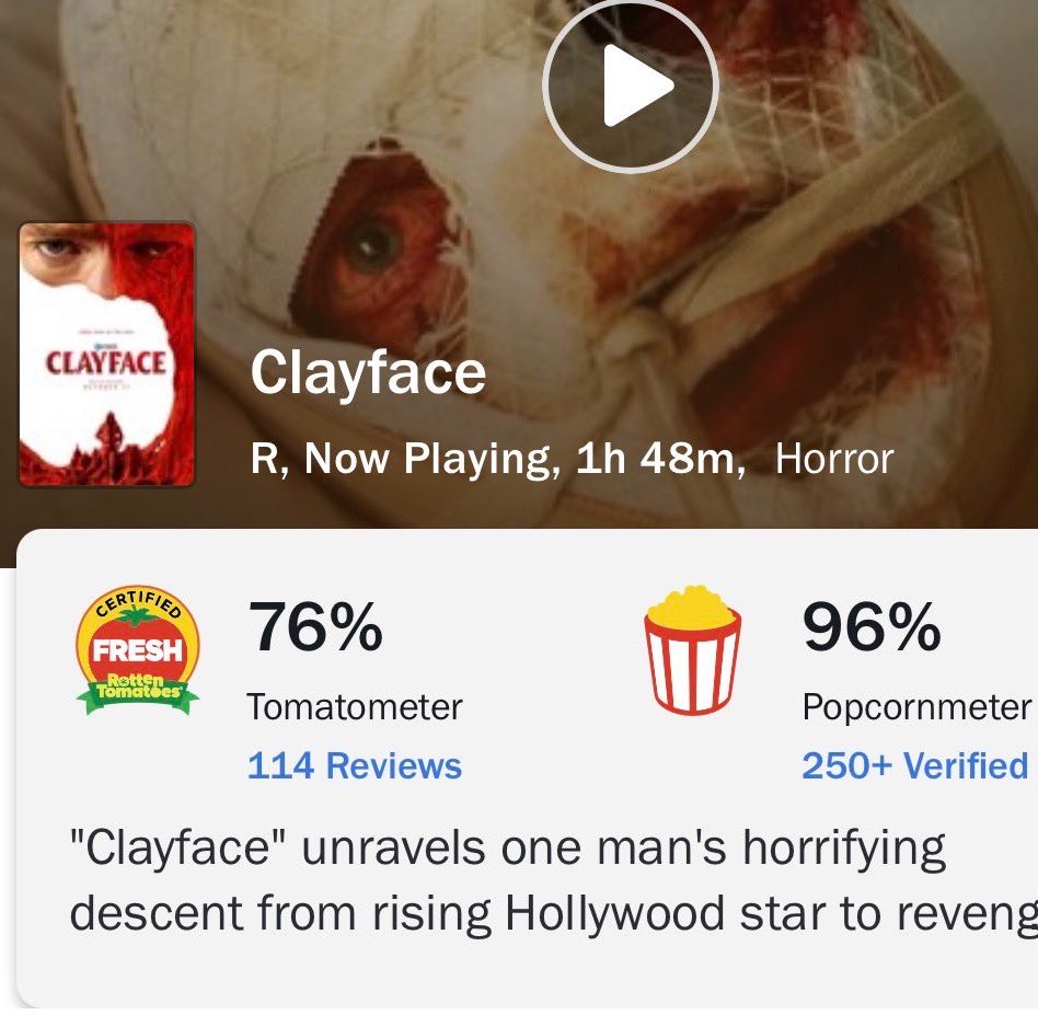 NotLodi's tweet photo. 🚨| فلم CLAYFACE يسجل رقم جديد ويصبح أعلى فيلم لـ شرير من الكوميكس تقييماً في التاريخ (RT)!

ويحصد الفلم تقييم جماهيري بنسبة 96% 😨🔥 https://t.co/AuKaQFnmER