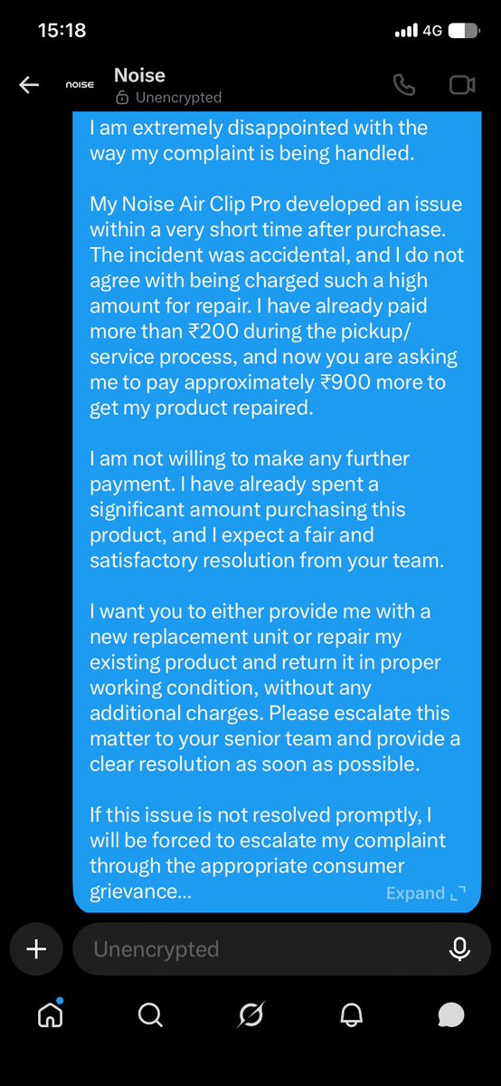 kaifsid_06's tweet photo. @gonoise Hello Noise Team, #noise 

I am extremely disappointed with the way my complaint is being 
Please do not send me another generic response. I expect a concrete solution and a prompt update on my complaint.

Ticket ID: 4666265

I look forward to your immediate response. https://t.co/ES8WEXlsFl