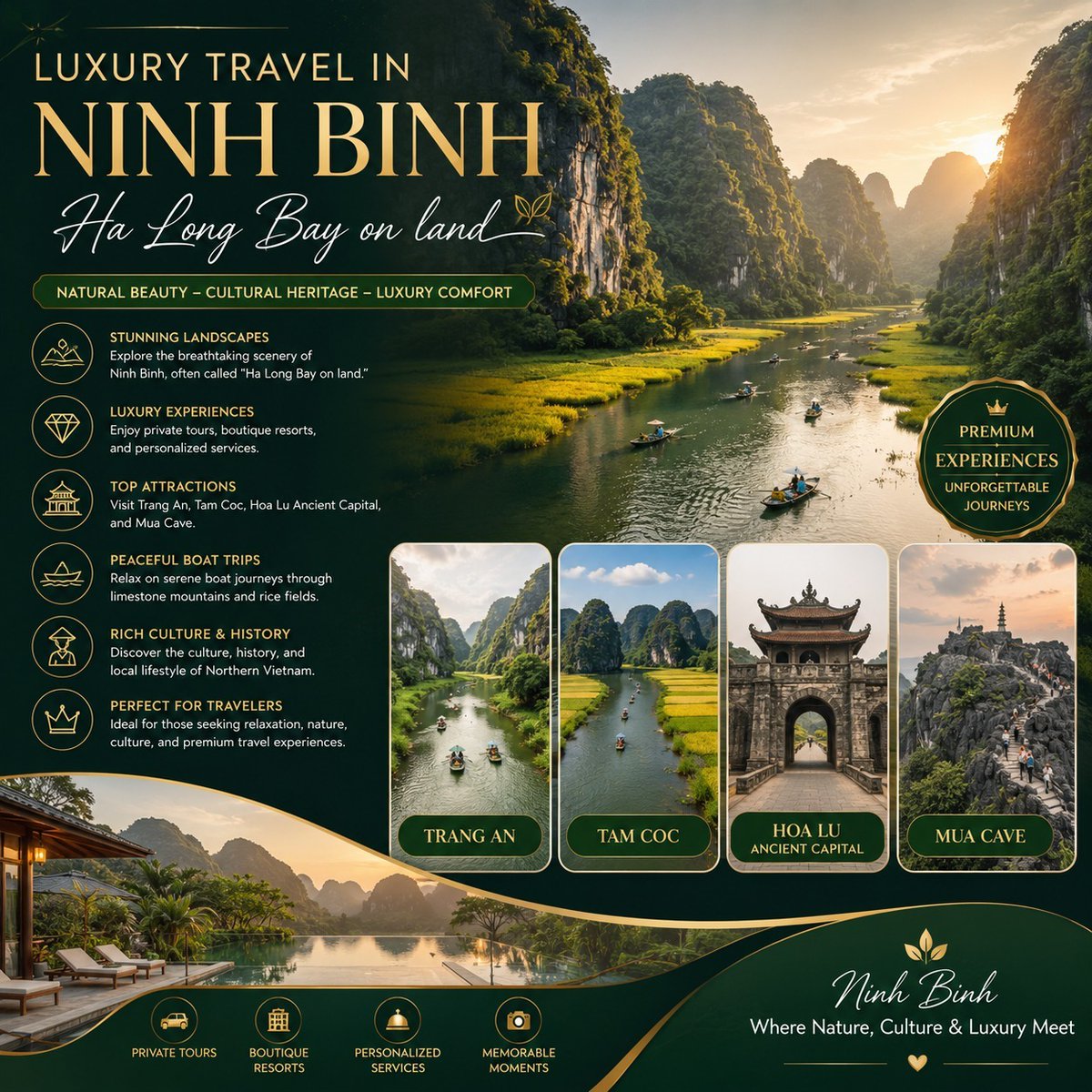 aligndz16's tweet photo. Experience Ninh Binh in luxury with Origin Vietnam. Cruise Trang An and Tam Coc, explore ancient temples, and unwind at boutique resorts. Discover Northern Vietnam’s natural beauty, history, and culture through tailor-made journeys. https://t.co/1Nj7WetHnv