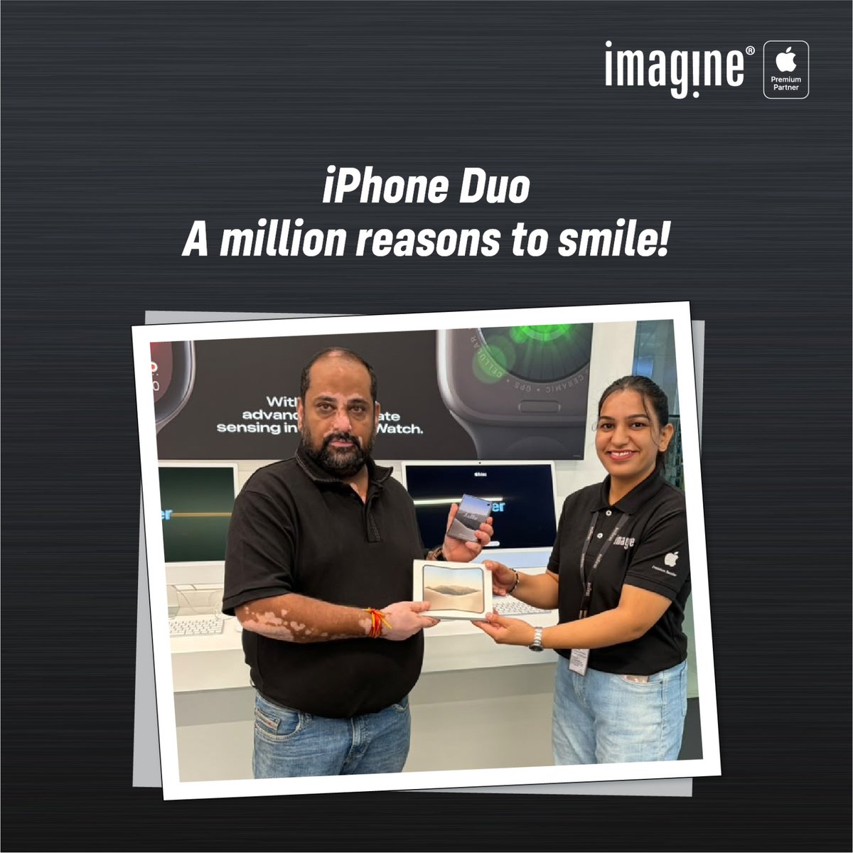 ImagineApplePR's tweet photo. New iPhone. New excitement. Happy smiles! 📱✨

Celebrating happy customers and unforgettable moments at the iPhone Duo Launch at imagine! 🎉

Here's to new beginnings, exciting upgrades, and the joy of bringing home your favourite iPhone.

Thank you for being part of the celebration! ❤️

#Tresor #Imagine #iPhoneDuoLaunch #HappyCustomers #iPhoneLaunch #AppleExperience #NewiPhone #CustomerHappiness