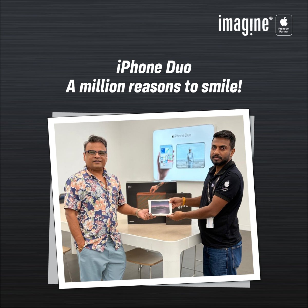 ImagineApplePR's tweet photo. New iPhone. New excitement. Happy smiles! 📱✨

Celebrating happy customers and unforgettable moments at the iPhone Duo Launch at imagine! 🎉

Here's to new beginnings, exciting upgrades, and the joy of bringing home your favourite iPhone.

Thank you for being part of the celebration! ❤️

#Tresor #Imagine #iPhoneDuoLaunch #HappyCustomers #iPhoneLaunch #AppleExperience #NewiPhone #CustomerHappiness
