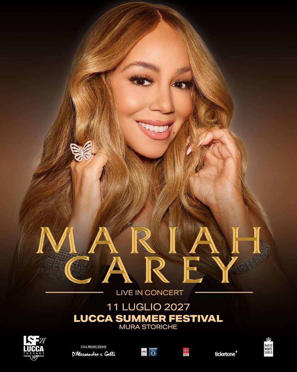 TicketOneIT's tweet photo. 📣 We are so obsessed with #MariahCarey al Lucca Summer Festival 2027!
L'icona del pop mondiale torna in Italia✨️ 

📆 11 luglio 2027 | Lucca, Mura Storiche

🎫 Biglietti in vendita dalle 11.00 di venerdì 30 ottobre su
https://t.co/Q9LUUS3vZp https://t.co/mtmFbzSsP1