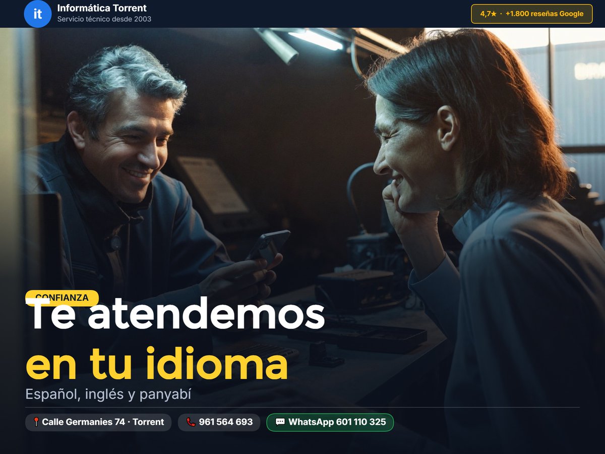 InformaticaTorr's tweet photo. Te atendemos en español, en inglés y en panyabí. We speak English. ਅਸੀਂ ਪੰਜਾਬੀ ਬੋਲਦੇ ਹਾਂ। Reparación de móviles, ordenadores y consolas en Torrent.
📲 WhatsApp 601 110 325 #Torrent https://t.co/WZPAL2esq2