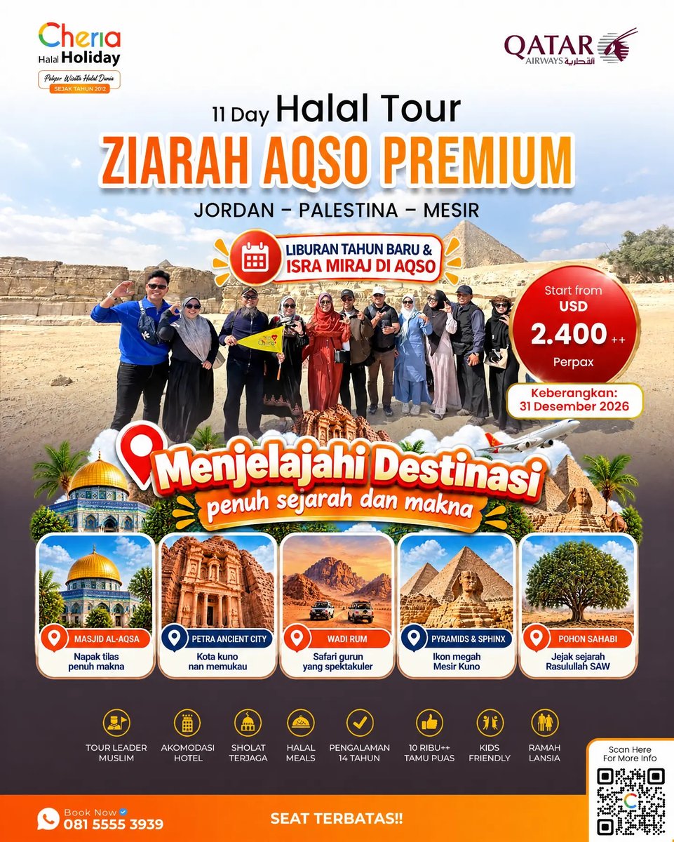 0825061783's tweet photo. Awali Tahun Baru dengan perjalanan penuh makna ke Jordania, Palestina, dan Mesir. Ibadah di Al-Aqsa, Petra, Wadi Rum, Pyramids, Sphinx, dan Pohon Sahabi. Berangkat 31 Desember 2026, seat terbatas. https://t.co/ImlomDcEfy