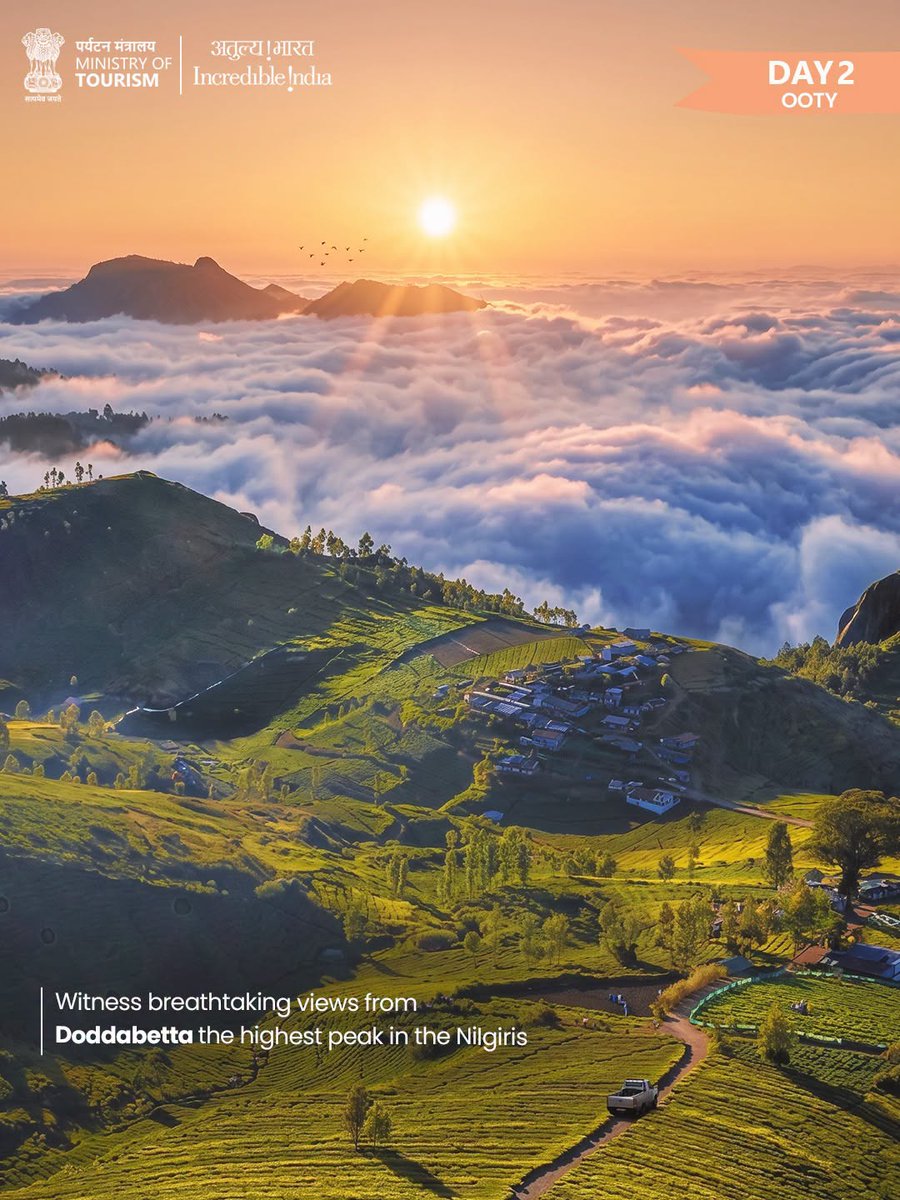 travels_perfect's tweet photo. ⛰️ Doddabetta Peak: Touch the sky in the Nilgiris! 🌿
At 2,637 metres, this spectacular peak near Ooty offers sweeping mountain views and a refreshing escape into nature.
📍 Tamil Nadu
https://t.co/vAK4pdBQtN
#Doddabetta #Ooty #NilgiriHills #TamilNaduTourism #IncredibleIndia https://t.co/7QeMChwS1a