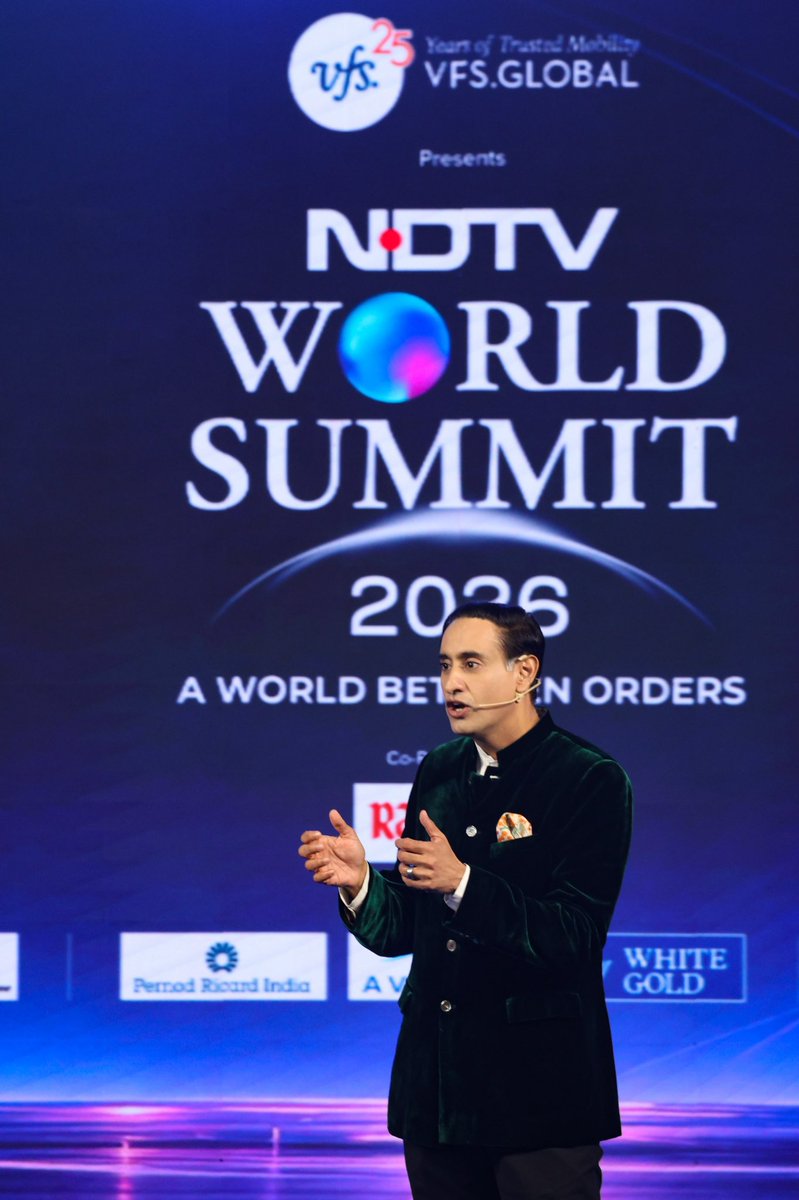 rahulkanwal's tweet photo. A privilege to welcome PM @narendramodi to the #NDTVWorldSummit for the third consecutive year.

In a world between orders, India must move from strategic autonomy to strategic influence. Young India’s aspirations must be matched by opportunity. And as AI reshapes our world, journalism must stand for truth, trust and clarity.

Sharing my opening address on the ideas shaping this year’s summit, as we welcomed the Prime Minister to deliver his keynote.

https://t.co/NLGq3ozaqo
