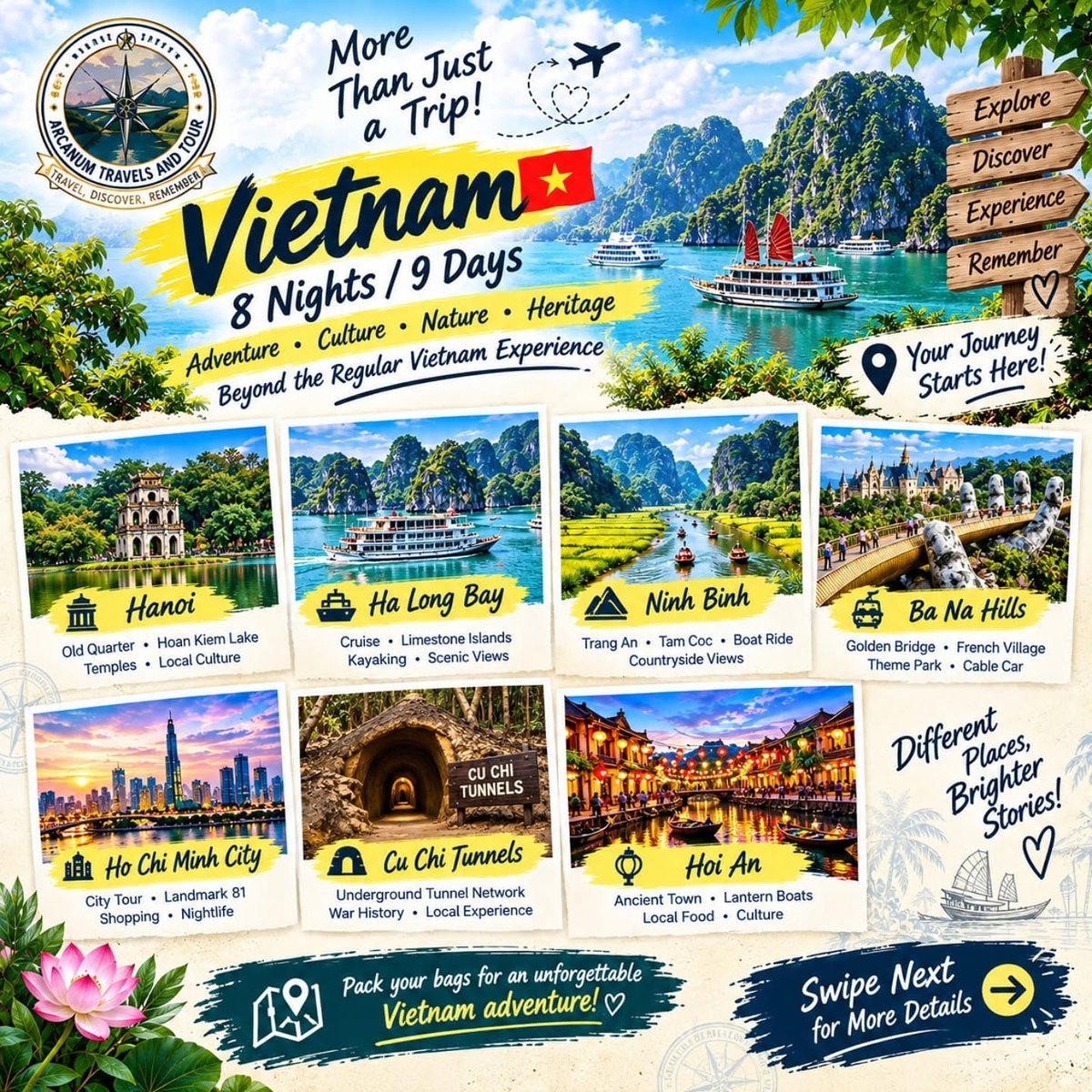 BURAKAYDMR's tweet photo. Vietnam is calling! 8 nights, 9 days of unforgettable travel—from Hanoi and Ha Long Bay to Hoi An, Ba Na Hills’ Golden Bridge, and Ho Chi Minh City. DM “Details” to explore the package. https://t.co/5ZIjjkQC16