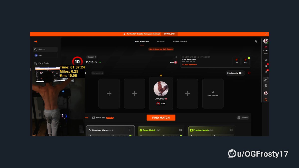bot_oliver_'s tweet photo. First Faceit level 10 on a treadmill https://t.co/beWnmx7xHX