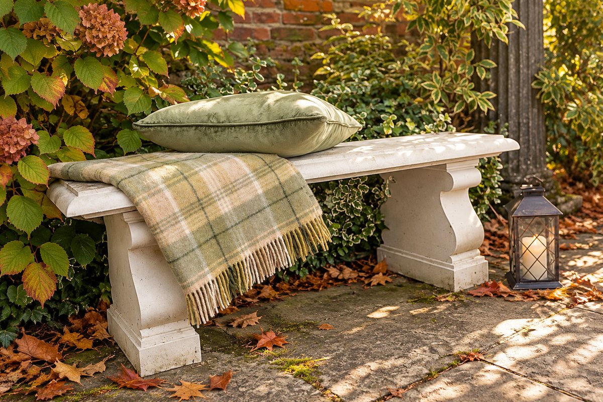 Haddonstone's tweet photo. Your weekend seat awaits… Crisp autumn air, a cosy throw and somewhere beautiful to sit. Wrap up, take a seat and stay a while... ✨ https://t.co/tjJ5VWpQFg