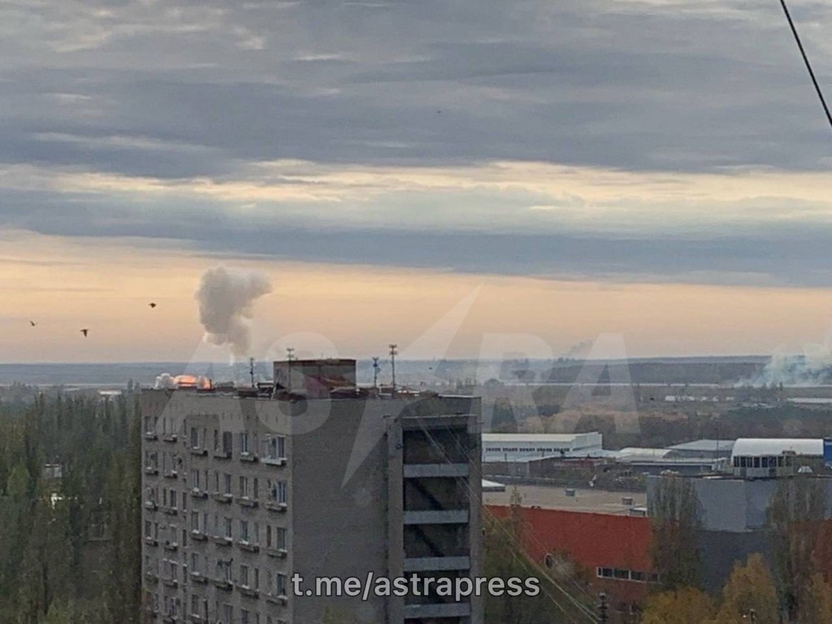 LXSummer1's tweet photo. 🇷🇺 Voronezh region, Russia ❗ 
💥🔥 A fire broke out near Baltimor military airfield in Voronezh on October 23, 2026, following a reported drone attack. ASTRA identified flames and smoke in eyewitness footage. Regional Governor Alexander Gusev said falling debris from intercepted aerial targets ignited dry grass; the fire was extinguished. No casualties were reported, while nearby outbuildings and several cars were damaged. The airfield hosts Russia’s 47th Guards Bomber Aviation Regiment.