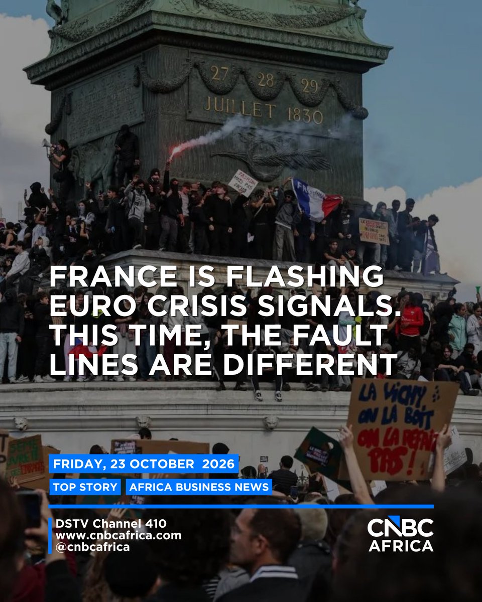 cnbcafrica's tweet photo. As France’s economic and political woes mount, investors are asking whether the country’s debt problems risk contaminating the rest of the euro zone.

Read the full story here: https://t.co/BhBM4vMgpZ

#CNBCAfrica #DSTV410 https://t.co/Y4d2Ck8jvk