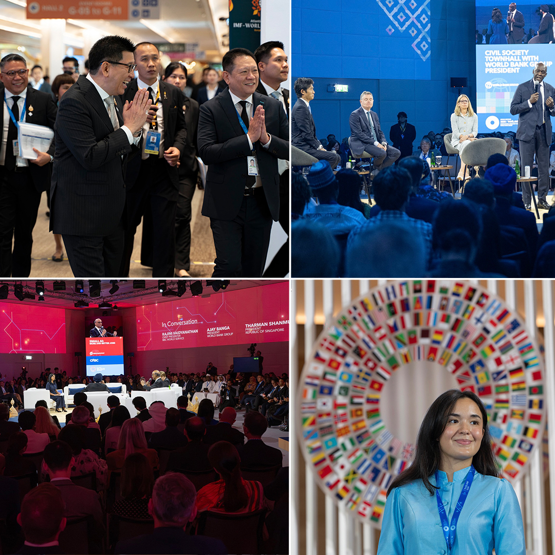 WorldBankGroup's tweet photo. Partnerships can turn ideas and resources into development results. 

At the #WBGMeetings, the @WorldBankGroup launched its new Philanthropy Hub and engaged civil society and lawmakers on jobs, AI, debt, and private investment.

Explore the key takeaways from the #WBGmeetings https://t.co/qFj1yqk6Oq
