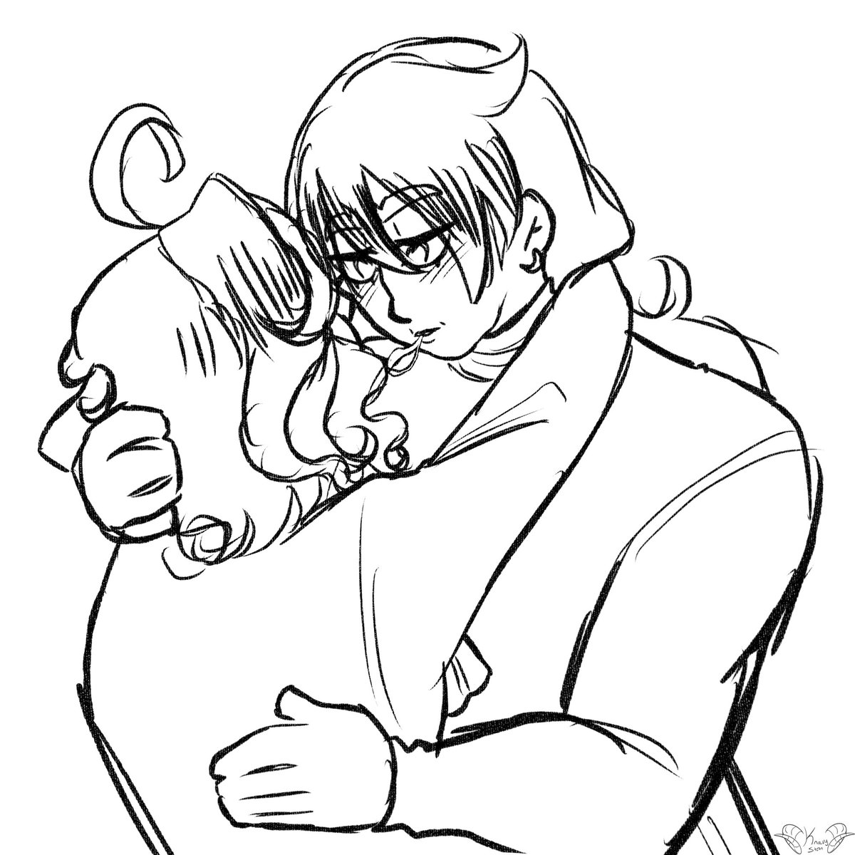 KnavySpam's tweet photo. This is lazily drawn but here’s Frankie making out with Furina https://t.co/pMc8RC5gwn