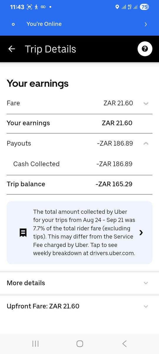 GaragaraGee's tweet photo. @Uber_RSA Now you taken money from my account because of a client claiming i collected R186.00. What nonsense is this . I want my money back. https://t.co/HJaMgU9jWJ