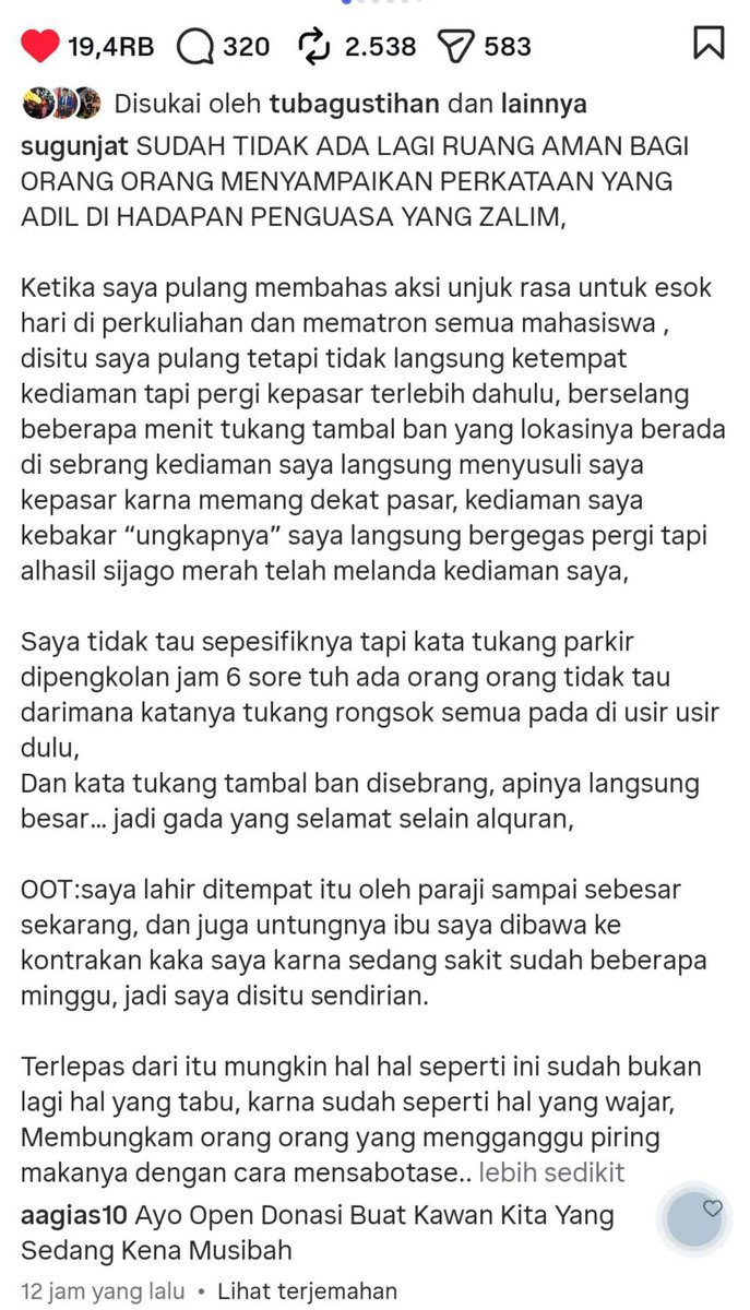 cariaeosa's tweet photo. 🚨BREAKING NEWS! 

RUMAH AKTIVIS DIBAKAR! TIDAK ADA RUANG AMAN UNTUK AKTIVIS

sc: sugunjat on instagram https://t.co/vHLnVdKio9
