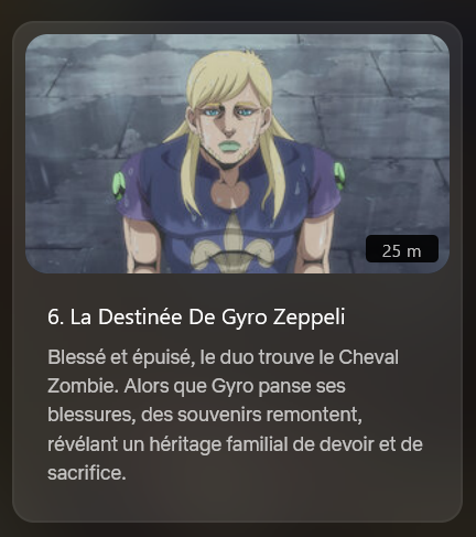 JJBCP_FR's tweet photo. La Destinée de Gyro Zeppeli 🔗 !

L'épisode 6 de STEEL BALL RUN : JoJo's Bizarre Adventure est disponible sur Netflix ! https://t.co/WOIGALN8gx