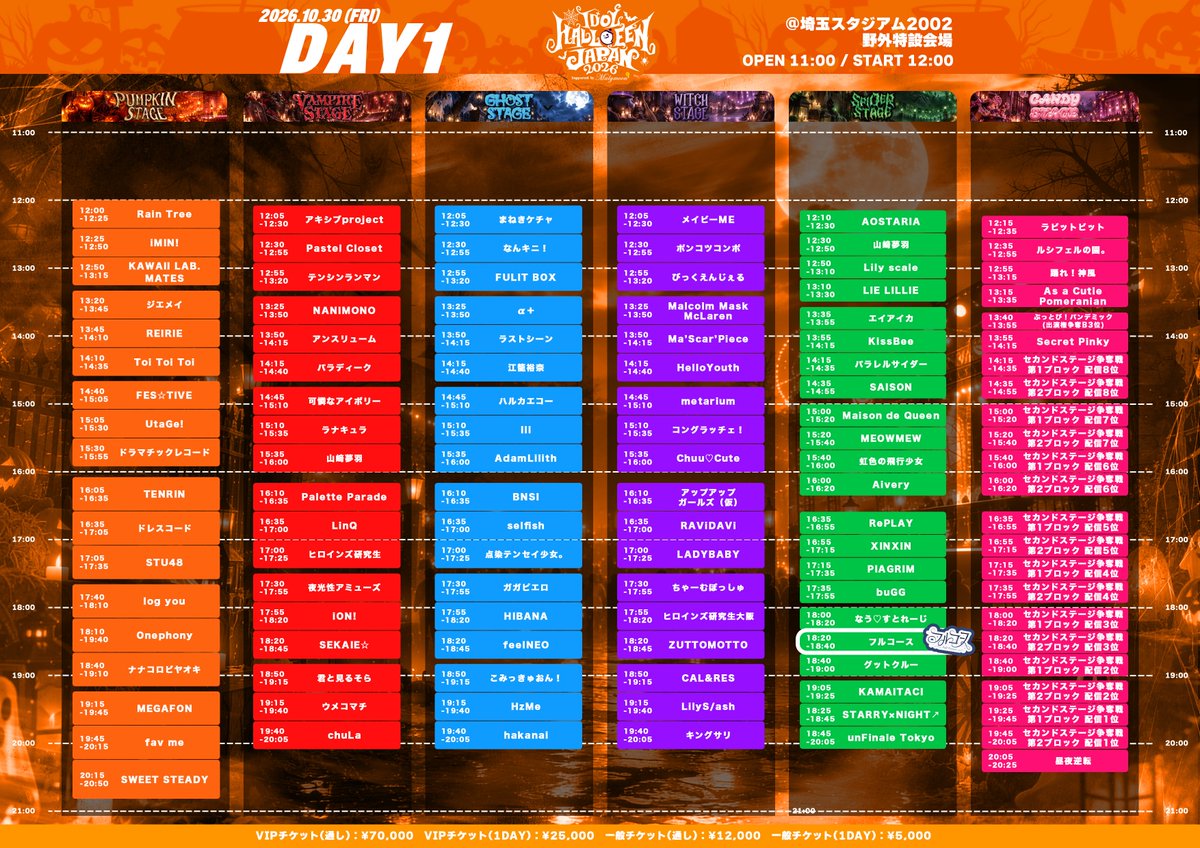 FullCourse_idol's tweet photo. ⸜⸜ 📢 ⸝⸝

IDOL HALLOWEEN JAPAN 2026
Supported by Malymoon
タイムテーブル＆お目当て特典公開💎

🗓️10/30(金) DAY1
🎤18:20~18:40 @ SPIDER STAGE🕸️
👗モノクロナース衣装
🎁お目当て特典⌇５秒動画🎥

🗓️10/31(土) DAY2
🎤12:50~13:15 @ VAMPIRE STAGE🧛
👗Malymoonドレス
🎁お目当て特典⌇写メ券🤳🏻

🗓️11/1(日) DAY3
🎤15:35~16:00 @ WITCH STAGE🪄
👗くまメイド衣装
🎁お目当て特典⌇10秒動画🎥

📍埼⽟スタジアム2002 野外特設会場
🎪https://t.co/DTCPr2gvTt

🎫チケット一般発売中!!
https://t.co/W2IxCeAFPH

フルコースとハロウィン満喫しようね🎃♡
お目当て特典もお見逃しなく🍭

@IDOLHJ_official
#IHJ2026 #アイドルハロウィンジャパン
#フルコース #フルコース出演情報