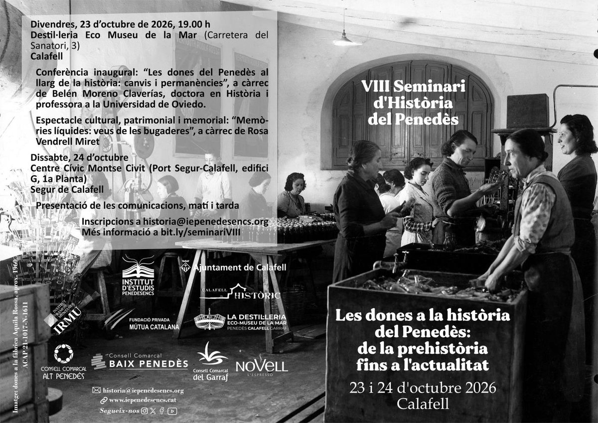 eixdiari's tweet photo. 📚 Les dones, protagonistes de la història del Penedès

Calafell acull el VIII Seminari d’Història del Penedès, organitzat per l’Institut d’Estudis Penedesencs, per donar visibilitat al paper de les dones des de la prehistòria fins a l’actualitat

🗣️ El programa inclou una conferència sobre els canvis i les permanències en la història de les dones del Penedès i la presentació de 30 comunicacions de recerca https://t.co/weMGWqcScr