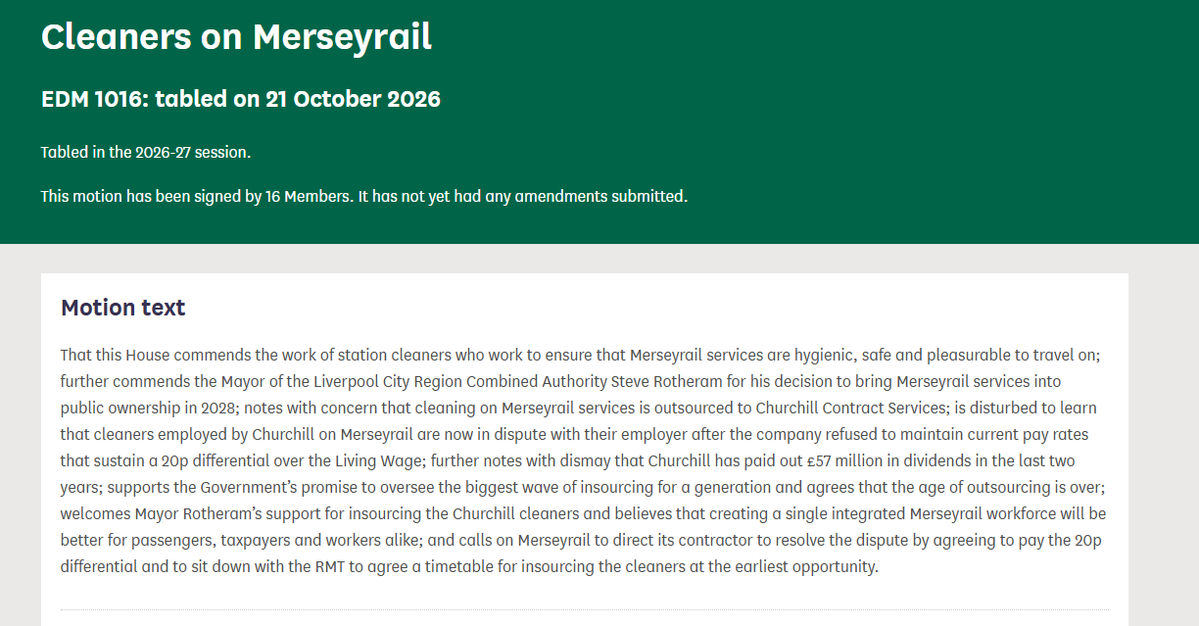 KimJohnsonMP's tweet photo. If Merseyrail is coming back into public ownership, its cleaners shouldn't be left behind.

Labour committed to the biggest wave of insourcing in a generation. Now it's time to bring Merseyrail cleaners back in-house.

#InsourceNow

https://t.co/1y33E29x7h https://t.co/7qrXTl9DZe