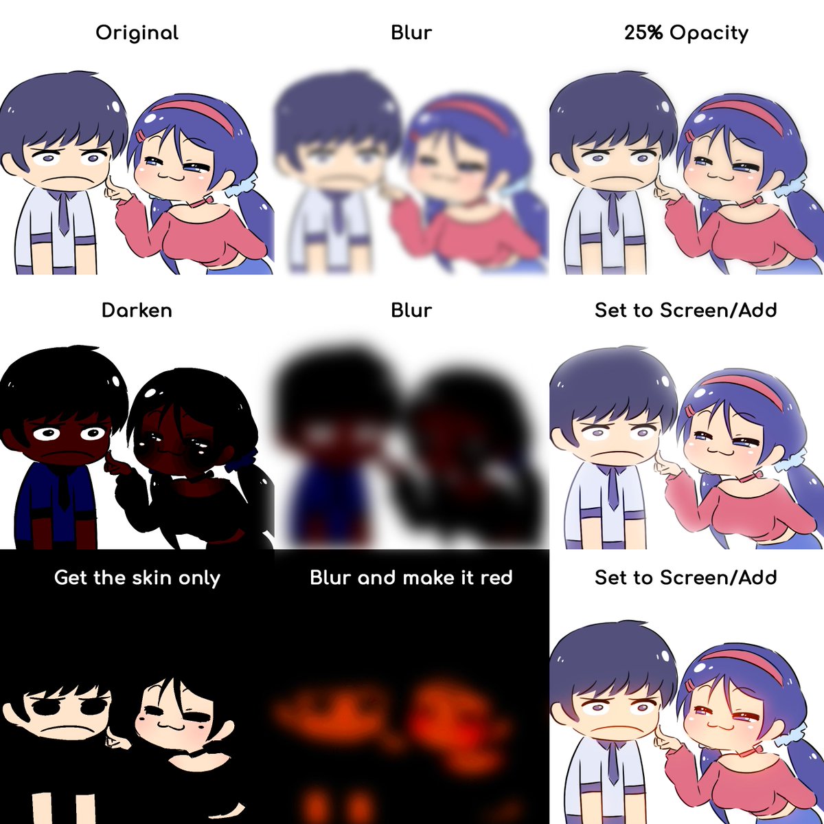 Mikeinelart's tweet photo. This was a quick reply I made when someone asked how I made my works look "Glowy", but I figured I'd repost it for anyone interested.
It's just a basic technique, where you copy the entire picture and paste it on top, then blur it and do something with it. Games call it "Bloom". https://t.co/02hBOQLBHj