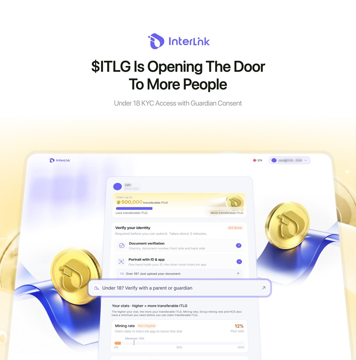 inter_link's tweet photo. $ITLG IS OPENING THE DOOR TO MORE PEOPLE. 🌍

The next phase of $ITLG is not only about expanding utility. It’s also about expanding access.

InterLink is taking another step toward making digital ownership more inclusive by allowing users under 18 to participate in the ITLG KYC verification process, subject to parental or legal guardian consent and applicable local laws.

The goal is simple. Make $ITLG accessible to as many real people as possible, regardless of gender, background, or generation, while following the applicable verification requirements.

Different ages. Different backgrounds. Different countries.

And more people able to call $ITLG their own. 💛

#InterLink #ITLG #ITL #ITLGMainet