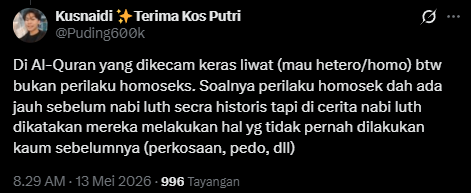 erlanishere's tweet photo. Mending lu jelasin kenapa Al-Qur'an lu tafsirkan seenak jidat (perilaku homoseksual tidak dikecam Allah).
Membenarkan hawa nafsu sampe sebegininya, berak sekeboooon 😂 https://t.co/h4sommNEVy