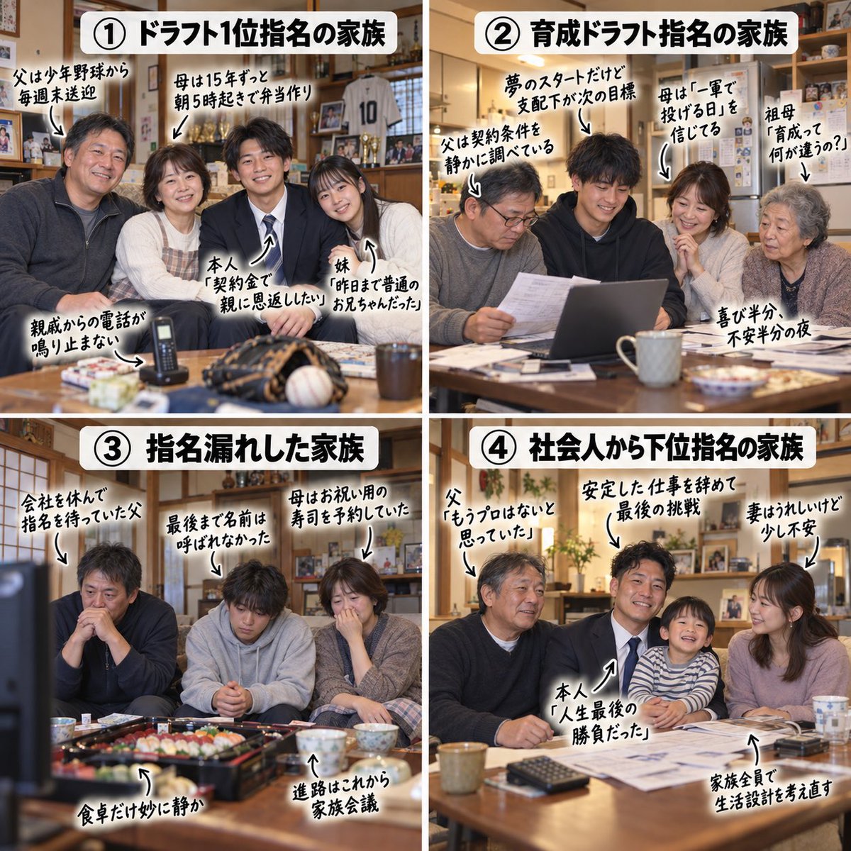 NaitoChampion's tweet photo. ドラフト会議 家族の裏側
「支配下指名」「指名漏れ」 https://t.co/U8uxIR9iCC