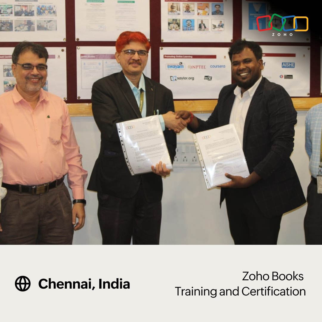 ZohoBooks's tweet photo. Exciting news! We have officially partnered with The New College, Chennai as of August and signed an MoU to facilitiate our industry-led training programs on Zoho Books for their students.

Many thanks to Principal Dr. M. Asrar Sheriff, Research Dean Dr. Thothadri Sethuraman, members of the management, the faculty, and most importanly, the students of The New College, Chennai for their part in furthering this initiative and for establishing a Zoho Centre of Excellence on campus.

We look forward to working with The New College and supporting the career goals of their students through relevant and current skill development initiatives!

#ZohoBooks #MoU #CollegePartnerships #CapabilityDevelopment