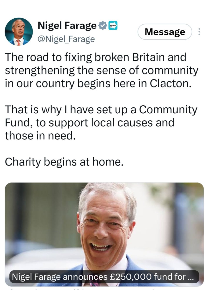 Parody_PM's tweet photo. With the likelihood of a recall by-election imminent, I have taken a lesson from my friend Donald Trump and decided to bribe the people of Clacton with £250,000. This seems easier than doing any actual work or holding a single surgery. https://t.co/ZNG9WtFFQF