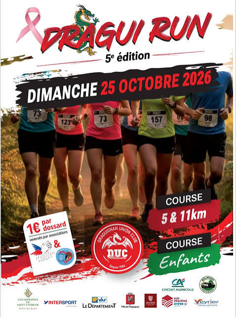 RouteVar's tweet photo. DRAGUI'RUN
Dimanche 25 octobre 2026 de 10h00 à 12h00
à : DRAGUIGNAN - CHATEAUDOUBLE
L’épreuve bénéficie d'une priorité de passage aux intersections sur les sections hors agglo :
- RD49 (PR.0+020 à 0+170) à Draguignan
- RD955 (PR.39+820 à 41+594) à Châteaudouble et Draguignan https://t.co/1ZBph6xjft