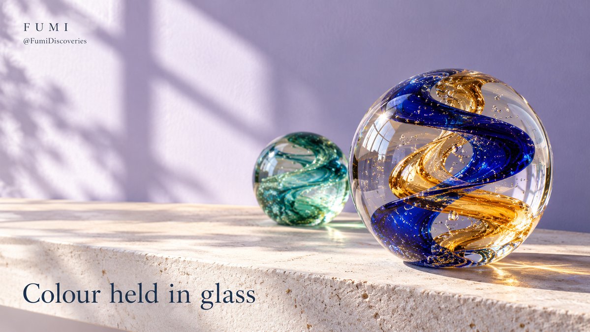 FumiDiscoveries's tweet photo. 🔮

A glass paperweight can hold a surprisingly vivid little world.

Imagine finding one in a Japanese specialist shop, with blue and amber ribbons caught inside its clear curve. Look from another angle and let a simple object keep changing in the light.

#FumiJapan https://t.co/HELP0j8UBw