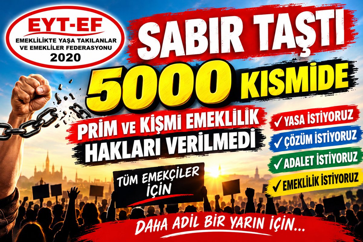 DenizliiEytEf's tweet photo. Yanlış yasayı düzeltecek Meclis iradesini göreve çağırıyor, hakkımızı alana kadar mücadeleyi terk etmiyoruz!
5000 KISMİ ADALET İSTİYOR ‼️ 
@RTErdogan @dbdevletbahceli
@avabdullahguler @_cevdetyilmaz
@isikhanvedat @memetsimsek
#EmeklilerdeSabırTaştı
#SabırTaştı5000Kısmide https://t.co/lOp30nBqjP