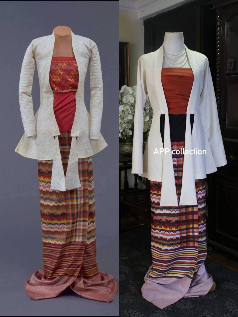 SinnieLuvvk's tweet photo. Myanmar Traditional Htain Mat Thein

(A Heritage Passed Down by Our Ancestors)

The traditional Myanmar jacket known as “Htain Mat Thein” is said to have received its name because its long flaps do not need to be gathered or tucked away when sitting. Although it emerged during the Yadanabon period, it did not develop overnight.
Before Htain Mat Thein came into existence, our ancestors wore long traditional jackets known as “Thoyin” (သိုရင်း).
As Myanmar's culture and civilization reached their peak during the Yadanabon period, this distinctive traditional garment emerged as a symbol of that cultural development.
To reach this achievement, our ancestors journeyed through generations of history, passing through the Nyaungyan period, the early Konbaung period, and the Amarapura period.
Our ancestors preserved and passed down this cultural heritage across many generations. We should cherish it, protect it collectively, and ensure that it is not carelessly copied or used by others without proper recognition of its origins.

Note : In our culture, every word has its own meaning and significance. If you still need us to explain something so basic to you, I would suggest consulting a doctor about your brain health. 

Photo crd
 
GMMTV RESPECT OUR CULTURE

#RespectMyanmarCulture
#CreditOurHeritage
#ScarletHeartTH
