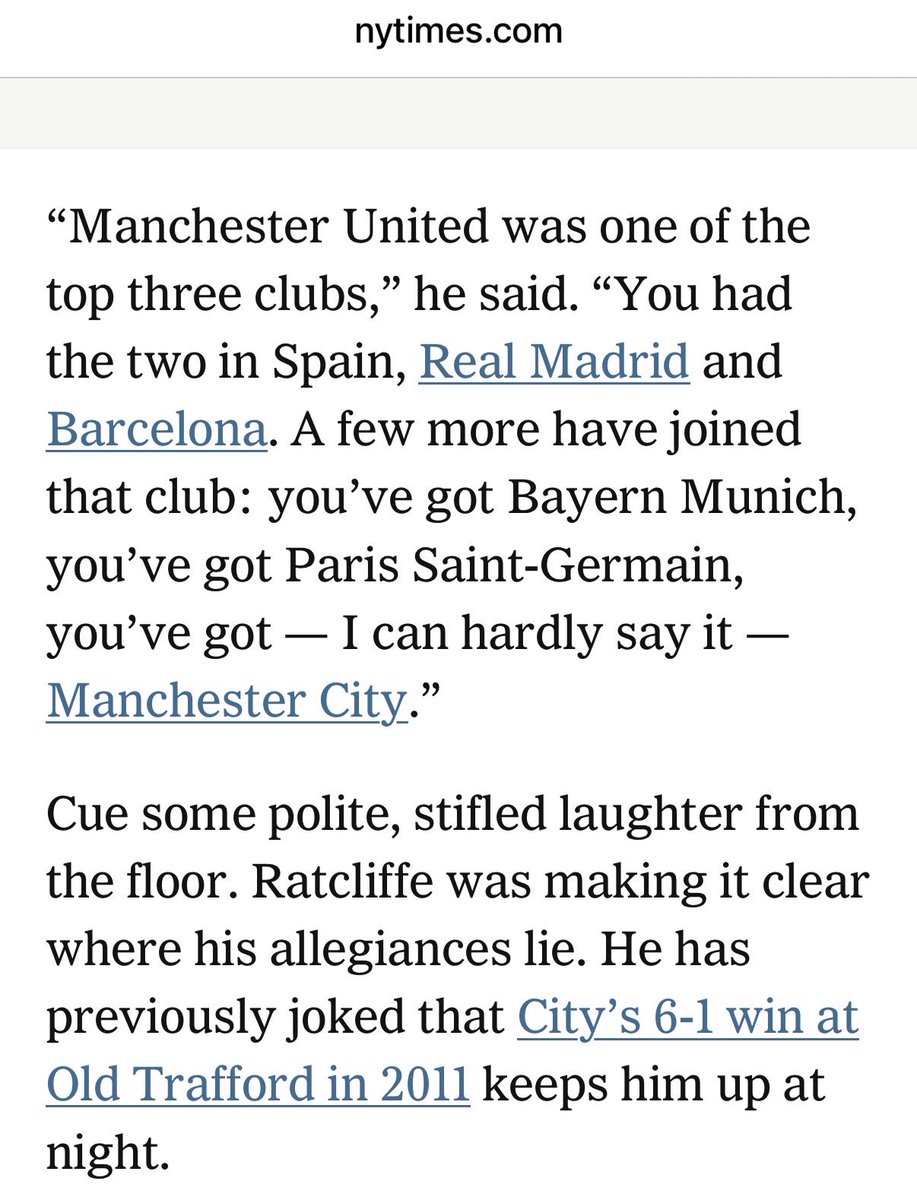 rifqysetyanto's tweet photo. Meskipun Manchester United gak punya presiden, tapi sosok paling setara dengan peran Il Presidente Mirwan Suwarso di klub berarti Sir Jim Ratcliffe.

Pertanyaannya, Sir Jim Ratcliffe tahun 2011 ngapain? Katanya sih di tahun itu, beliau sebagai fans lagi patah hati sampai gak bisa tidur karena menyaksikan Manchester United dibantai Manchester City 6-1 di Old Trafford.

Bullshit banget wawancaranya, karena harusnya sekarang dia makin gak bisa tidur ngeliat klubnya makin hancur lebur setelah dia take over. Tapi kayaknya tenang-tenang aja tuh, kayak gak ada yg terjadi. Karena gak ada perubahan dari sisi manajemen @INEOS. Seperti yg sudah-sudah, biarin fans nyalahin pemain dan pelatih aja kan?