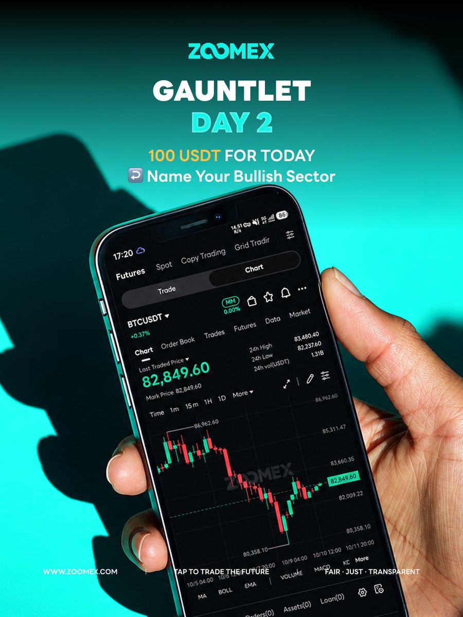 ZoomexOfficial's tweet photo. GM. ☕️ Day 2 of The ZOOMEX Gauntlet. 

Today to prove you’re not just repeating the narrative.
Trial 2: Name the sector with the most potential this cycle.

AI / MEME / L1 / DeFi / RWA — or your own.

One specific reason + UID.

🎁 100 USDT into 5 winners
✅ Follow, Like & RT
💬 Comment + UID

Subject to UID verification & rules.