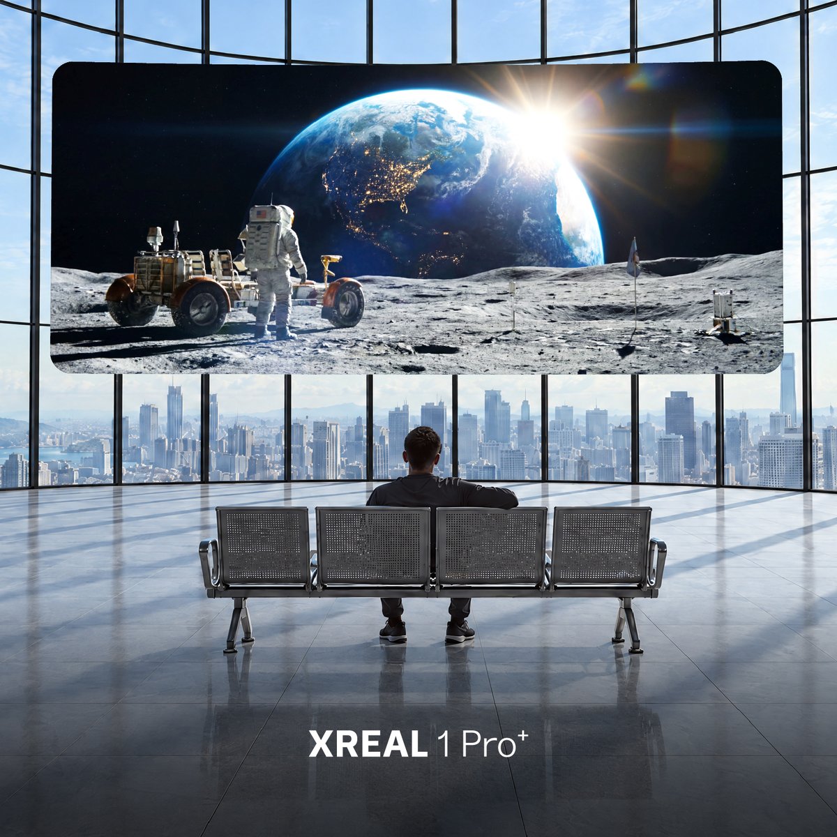 XREAL_Global's tweet photo. Meet XREAL 1 Pro+. 1200 nits peak brightness, AI HDR and versatile viewing modes bring more detail to every frame. Turn photos, videos, livestreams and games into spatial 3D at 60 fps, directly on the glasses.