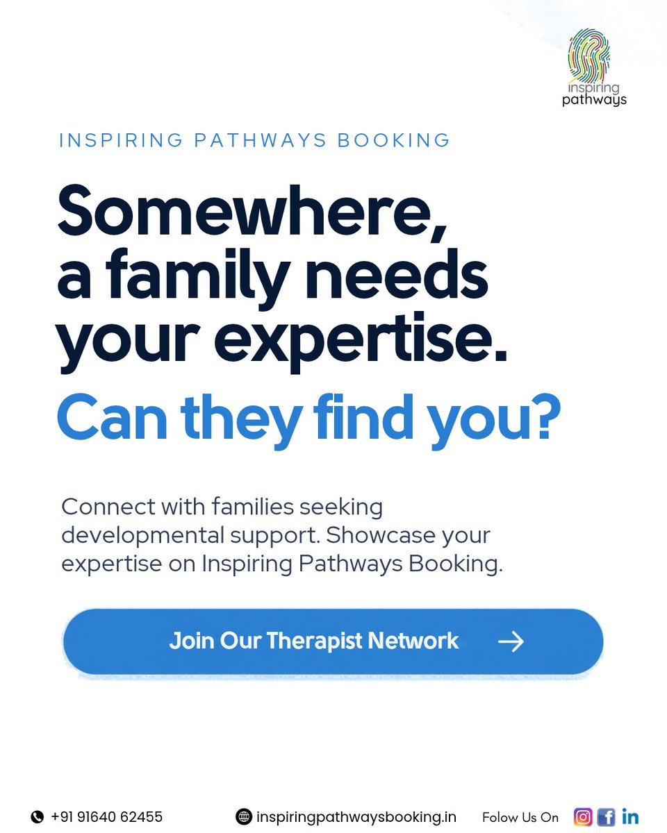 InspiringPath1's tweet photo. Connect with families seeking developmental support through Inspiring Pathways Booking. 💙

Join our therapist network, showcase your expertise, and make a difference.

🌐 https://t.co/25YLQcCbbl

#InspiringPathways #TherapistNetwork #ChildDevelopment #DevelopmentalSupport https://t.co/Rt8sIeufZI