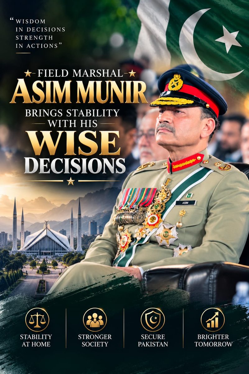 itsiqraabid's tweet photo. Field Marshal Asim Munir stands for preparedness, resilience, and a stronger, more secure Pakistan. #LegacyOfValourCDF #InspirationalCDF #ExceptionalCDF #ProudOfYouCDF #DistinguishedCDF https://t.co/TBhhoqO7aS