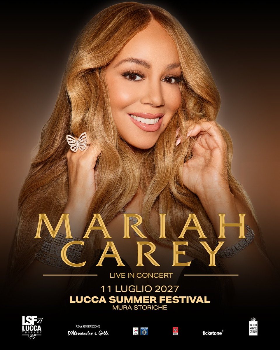 glittering_mc's tweet photo. SHE IS BACK! 🇮🇹🚨 @MariahCarey to perform at @LuccaSummerFest in Italy, July 2027.

Pre-sale 10/28 10am CET via @rmc_official, general sale 10/29 via @TicketOneIT. https://t.co/EnVkk7WwyR