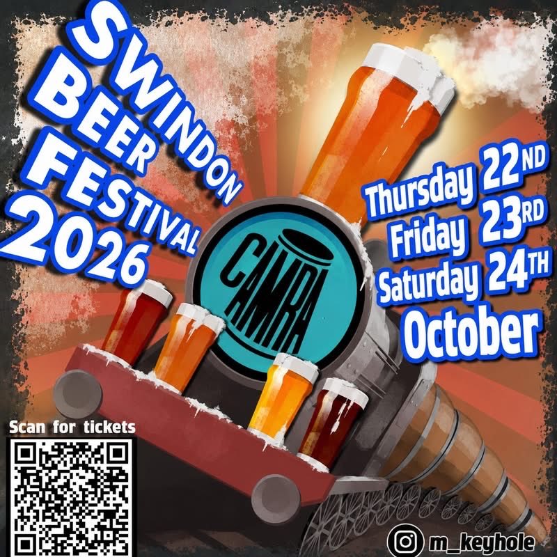 SwindonCAMRA's tweet photo. #SwindonBeerFestival 2026 is all set for Day 2. For the first time on a #Friday, we have one continuous session, with no break. As #StormAusten passes why not get an early start to this #weekend and join us at @steam_museum midday-10pm.
#Swindon #NorthWiltshire. #CAMRA #Realale https://t.co/uRY6deN9NV