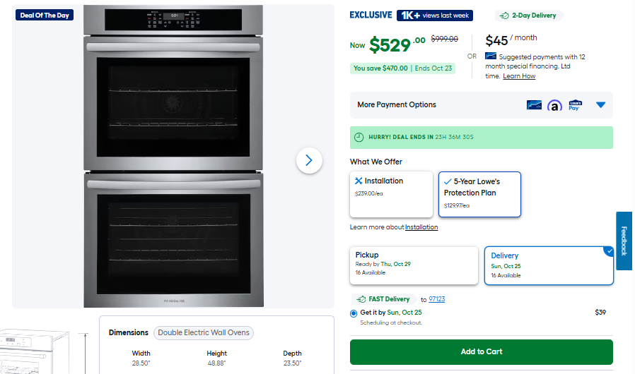 Linkdservices's tweet photo. Frigidaire 30 inch Double Electric Wall Oven with Air Fry Self-cleaning (, Steam Cleaning ( Stainless Steel )
Regular Price : $999
Now : $529
https://t.co/4KM0d3ZI9G

#ad https://t.co/BbpMOUBqib