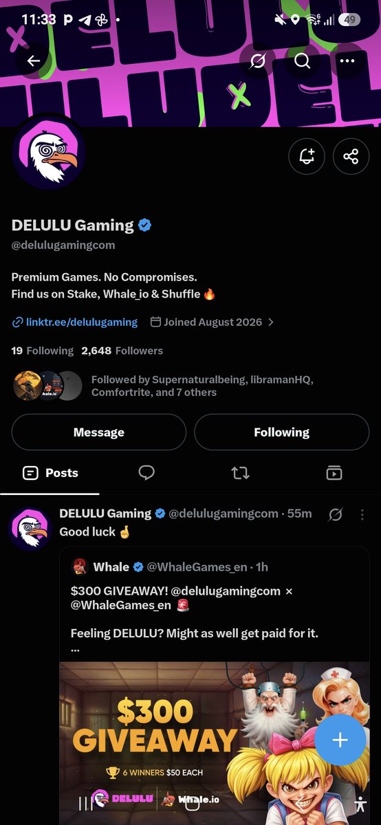 Defi_Samuel's tweet photo. @WhaleGames_en @delulugamingcom Done!Done!! and Done. https://t.co/xCg2HJpz8Z