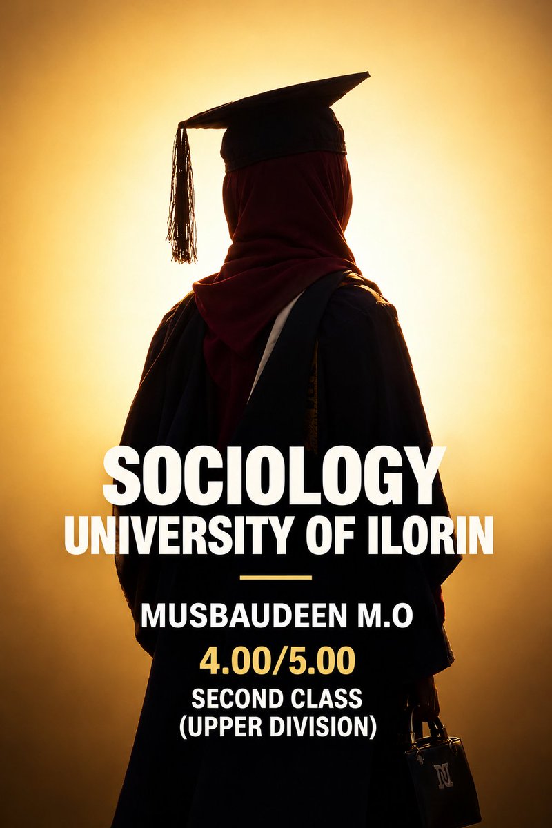 Mhayrheam01's tweet photo. 𝐑𝐞-𝐢𝐧𝐭𝐫𝐨𝐝𝐮𝐜𝐢𝐧𝐠 
MUSBAUDEEN, Mariam Omosalewa
https://t.co/Z5eYOfUHn2. Sociology
CGPA: 4.00/5.00
Second Class (Upper Division)
University of Ilorin

@unilorinngr 
#UNILORIN41stConvocation
#ProbitasDoctrina
#BetterByFar🎓 https://t.co/ihl3LxpgDf