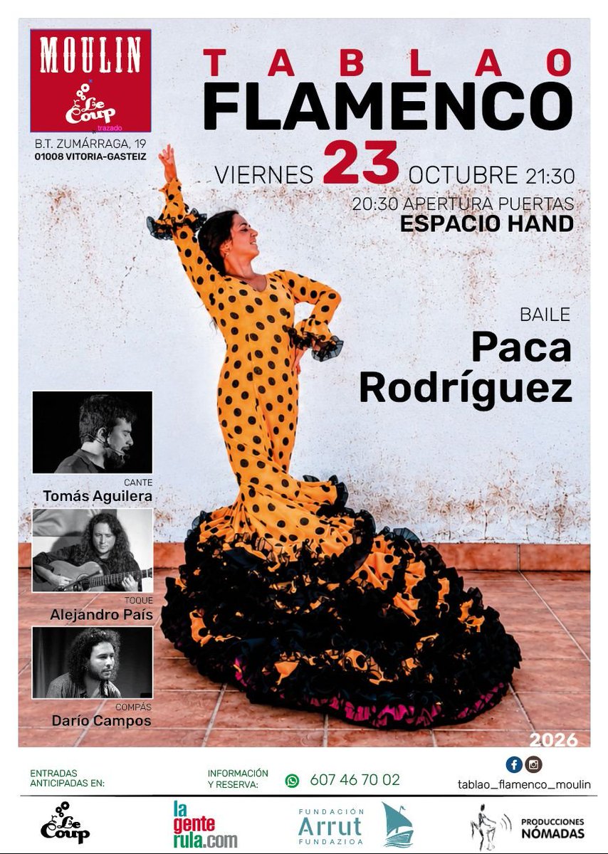 juanilole's tweet photo. #TablaoFlamrncoMoulin en #VitoriaGasteiz 
#Hoy #viernes #23deOctubre @PubLeCoup
 
#Flamenco #TablaoFlamenco 
#musica #baile #cante en #Vitoria #Gasteiz #mirarte https://t.co/xx082MWlDC