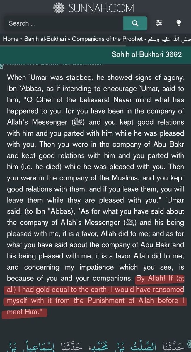 ukcrimphym's tweet photo. Sunnis: Allah promised jannah to 10 sahaba.

Here, Omar on his deathbed is seeking atonement. There are 2 options:

1) Even Omar didn’t know about "10 promised sahaba" hadith. So, it proves this hadith is later Sunni fabrication from Kufa

2) Omar knew but disbelieved Prophet (s) https://t.co/tvpOurJS1U