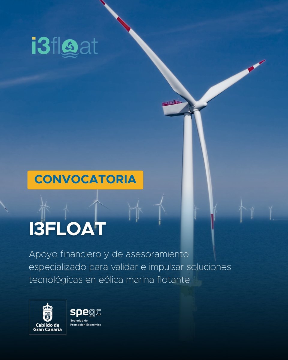 SPEGC's tweet photo. ¿Desarrollas soluciones tecnológicas en el sector de la energía eólica marina flotante y buscas financiación? 🌊

Puedes conseguirla a través del programa I3FLOAT, una iniciativa que ofrece hasta 60.000€ de financiación directa por PYME para desarrollar proyectos de innovación en eólica flotante. Además del respaldo económico, los proyectos seleccionados contarán con 18 meses de servicios de asesoría, acceso a redes de inversión, desarrollo de modelos de negocio, propiedad intelectual y conexión con los principales actores internacionales del sector eólico marino europeo🤝

📅 Fecha límite de solicitud: 10 de noviembre

Amplía esta información👇
https://t.co/DMnmsDQAP3