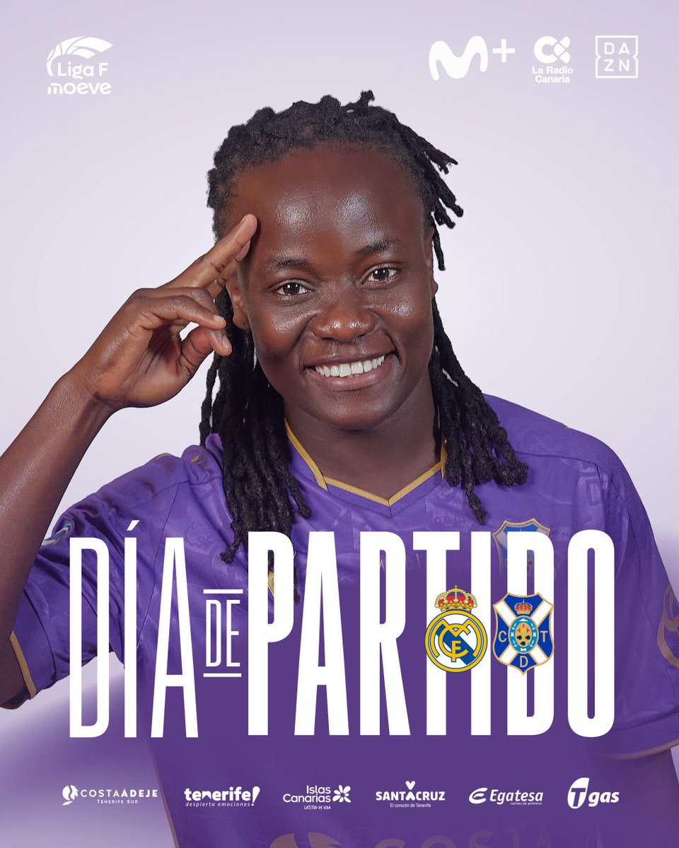 CDTFemenino's tweet photo. 🤍💙 |MATCH DAY|

¡Hoy es día de partido! 💪🏻⚽️

⚔️ @realmadridfem 
🇮🇨  15:00h
🏟️ Alfredo Di Stéfano
📺 @DAZN_ES y @MovistarPlus 
📻 @laradiocanaria 

#LaFamiliaQueSeElige #CostaAdejeTenerife #CDTFemenino https://t.co/IWr02IAALE