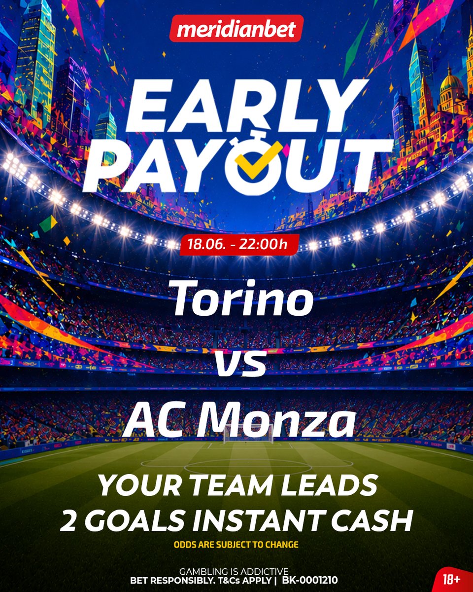 Meridianbetke's tweet photo. 🏆Early Payout!

Torino FC🆚 AC Monza

The Bulls are ready to charge! 🐂 Torino hosting Monza at the Olimpico Grande Torino. Full focus on the three points. 🔴⚪️💨

Predict hapa👉 : https://t.co/dqZz48PF6C

#MeridianbetKE #SerieA #torino #acmonza #FVCG #TorinoFC #ForzaToro https://t.co/rFK5GpC3FJ