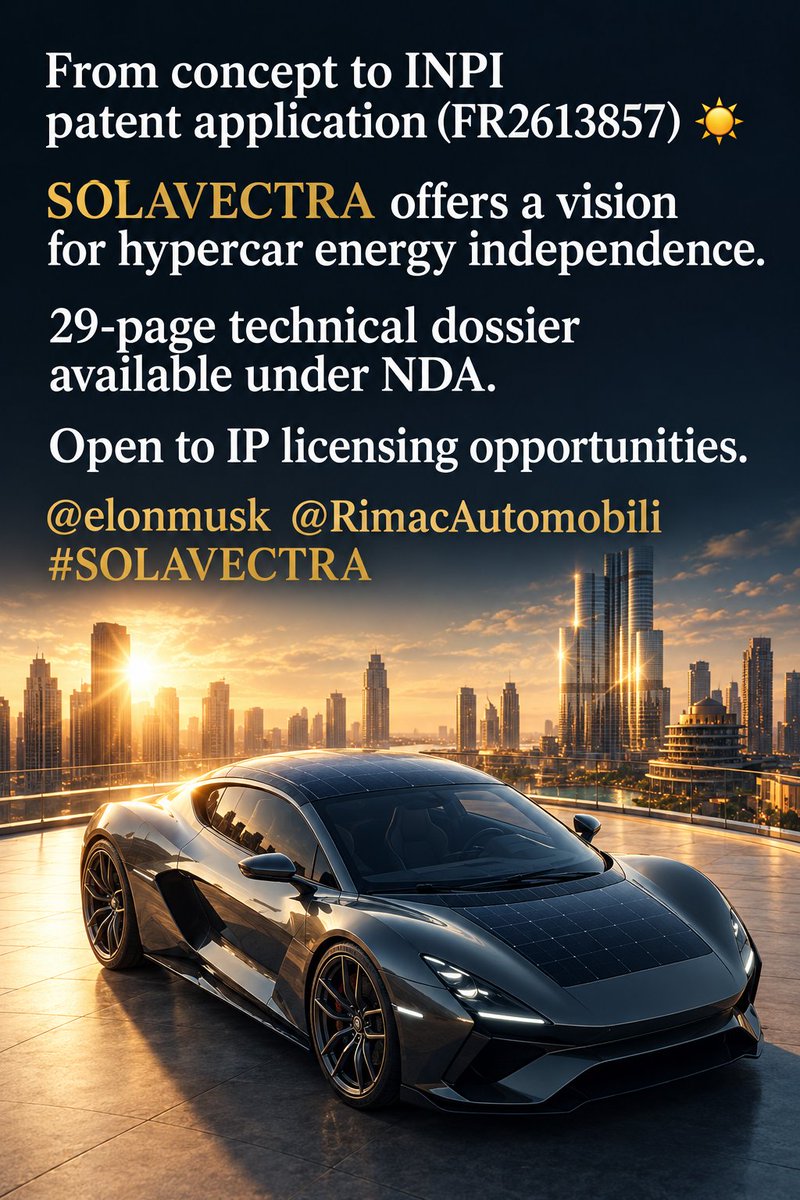 Karimjb3y's tweet photo. The next breakthrough begins with a vision—and the right partner to bring it to life. ☀️🚘 SOLAVECTRA is looking toward the future of mobility. Who will take the next step? 🇫🇷 @elonmusk @RimacAutomobili #SOLAVECTRA https://t.co/Yf0NGYXS9r