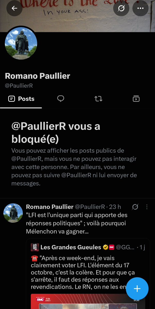 Thoo9ne's tweet photo. @PaullierR @clement_mci @harrisint_fr @RTLFrance Ah tiens il a plus d'arguments et du coup il me bloque. Un putain de lâche comme tous ces gauchistes déconnectés du réel. https://t.co/SvmjHWhZum